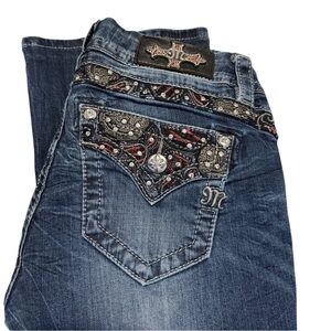 MISS ME Mid Rise Easy Boot Blue Jeans Bling Pocket's Size 27